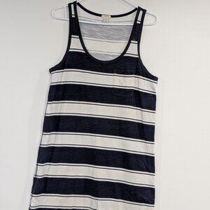 J. Crew Factory Striped Tank Dress Navy Blue White Size Medium
